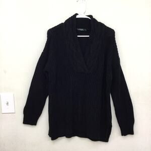 Lauren Ralph Lauren Women’s Black Chunky Cable Knit Pullover Black Sweater Sz L